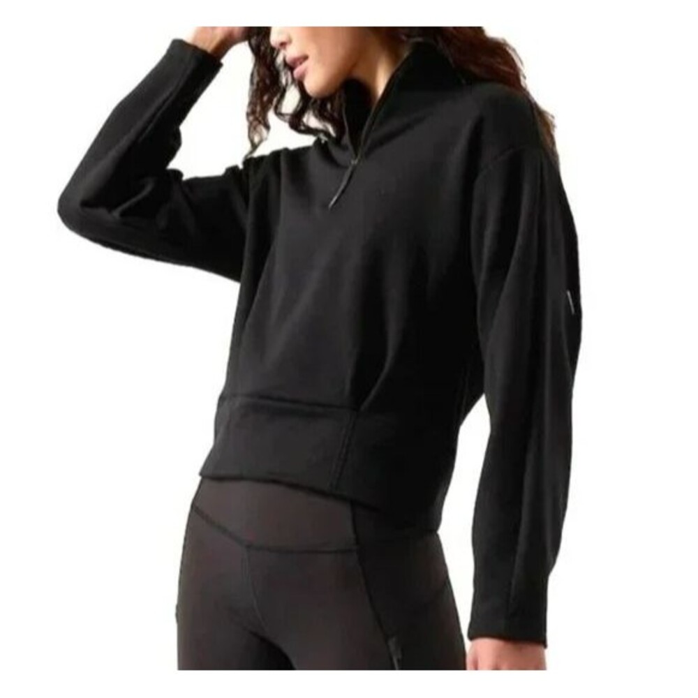 Athleta Altitude Polartec 1/2 Zip Pullover Womens XS Black Fleece